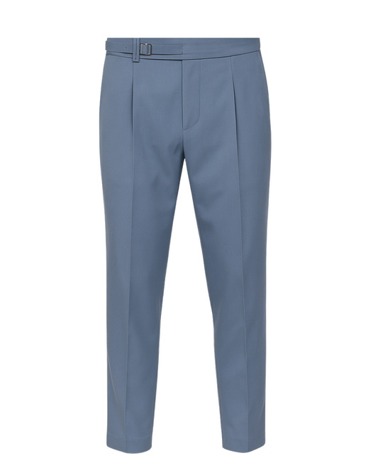 Pantalone con pinces e chiusura a doppia fibbia