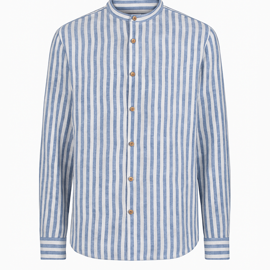 Camicia collo Koreano a riga larga